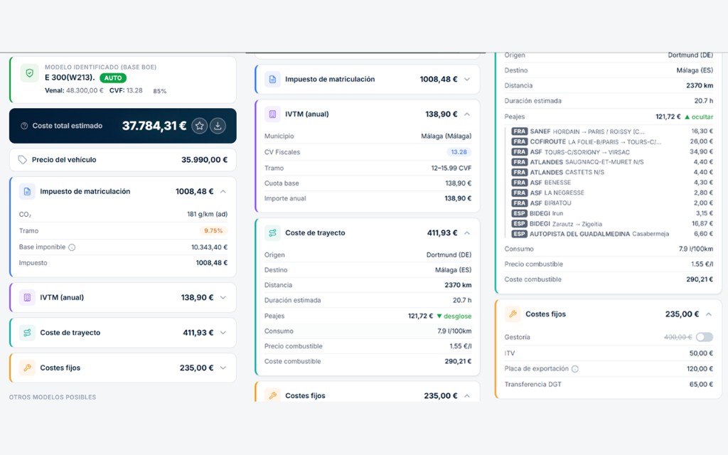 Desglose completo de costes de importación en ORBIAUTO